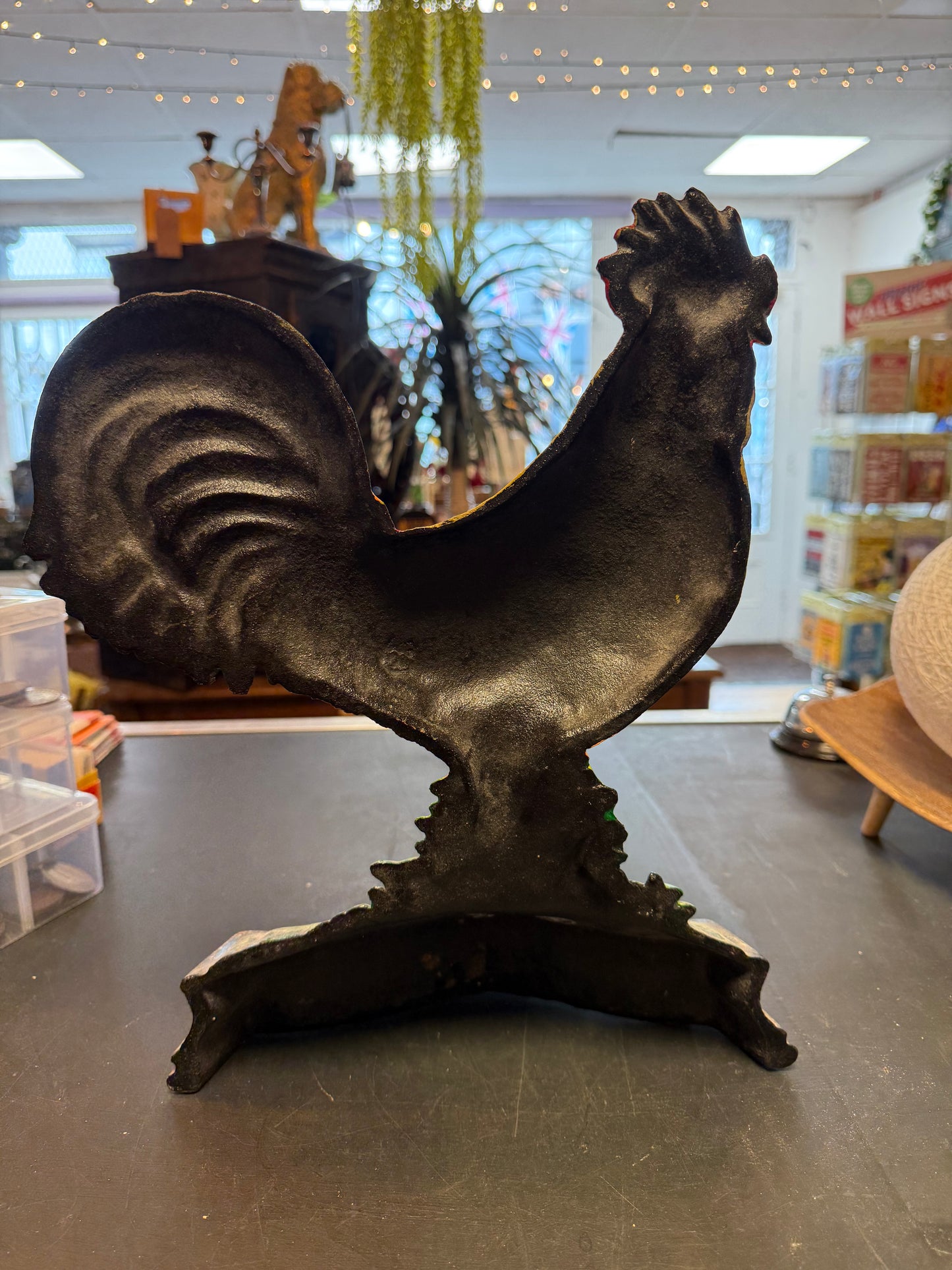 Cast iron cockerel door stop