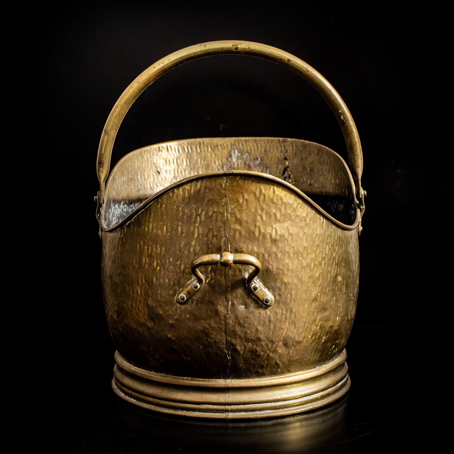 Antique Vintage Hammered Brass Helmet Coal Scuttle