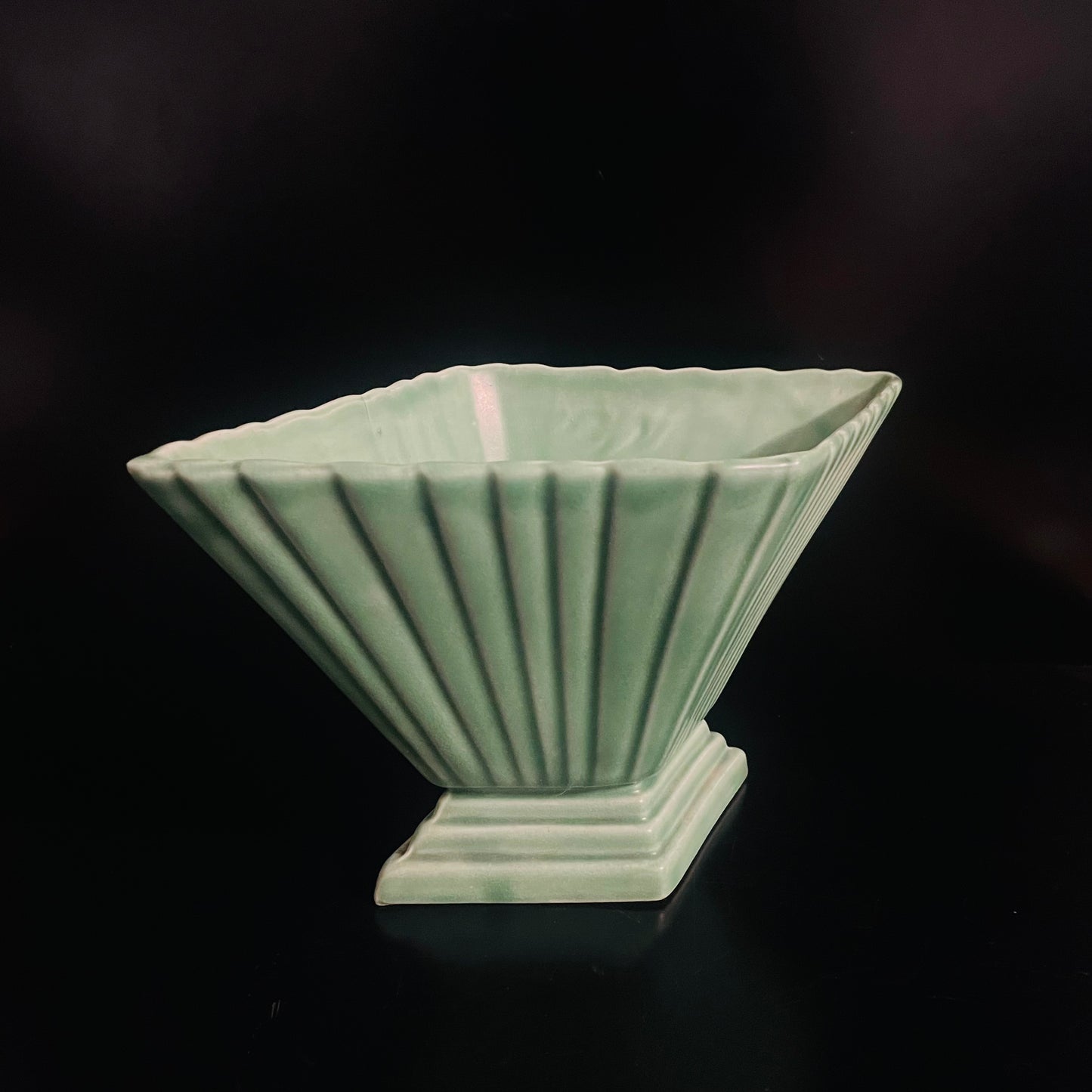 Vintage Art Deco Sylvac Green Pleated Vase