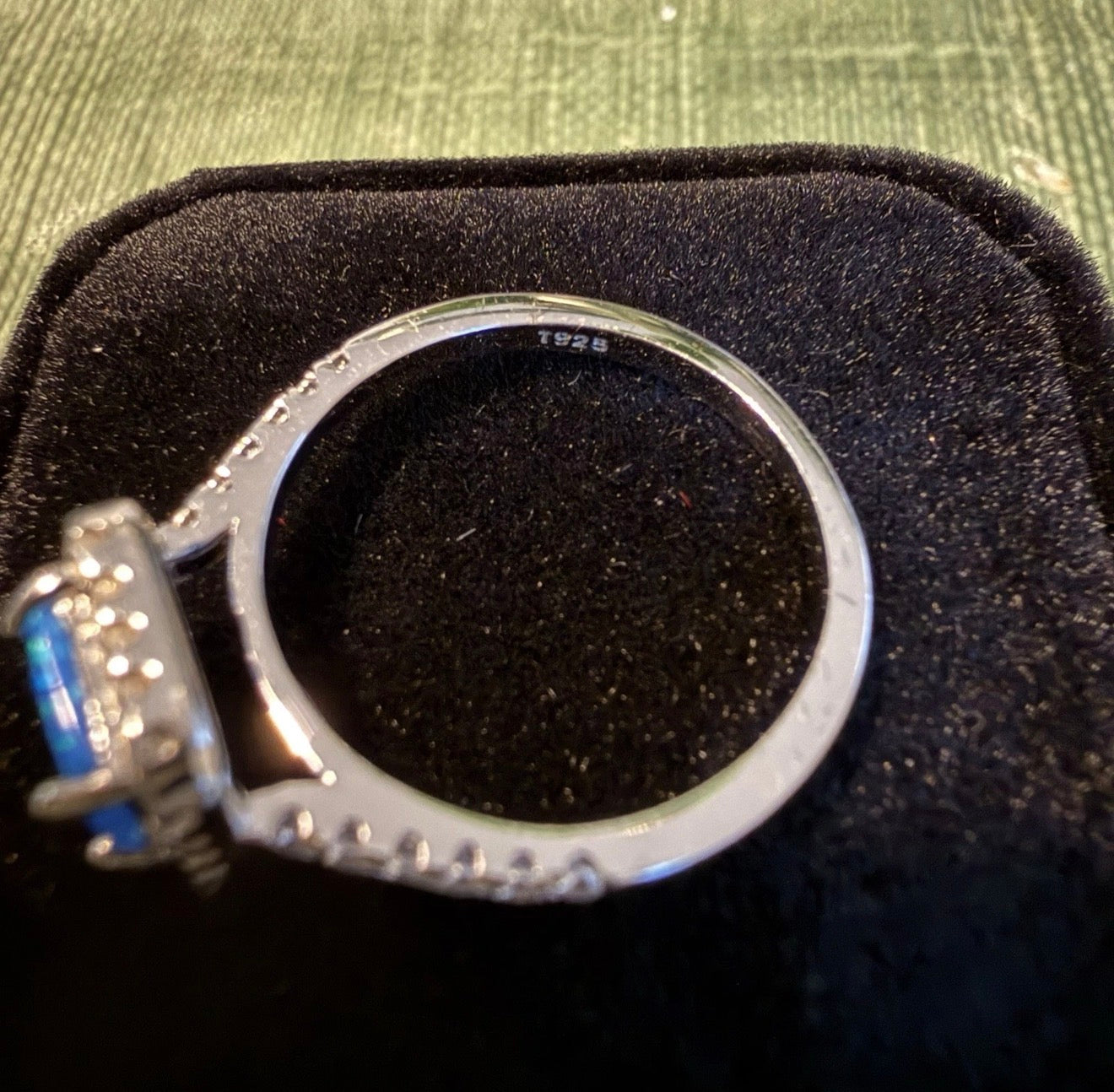 925 Silver Blue Opal Ring co92