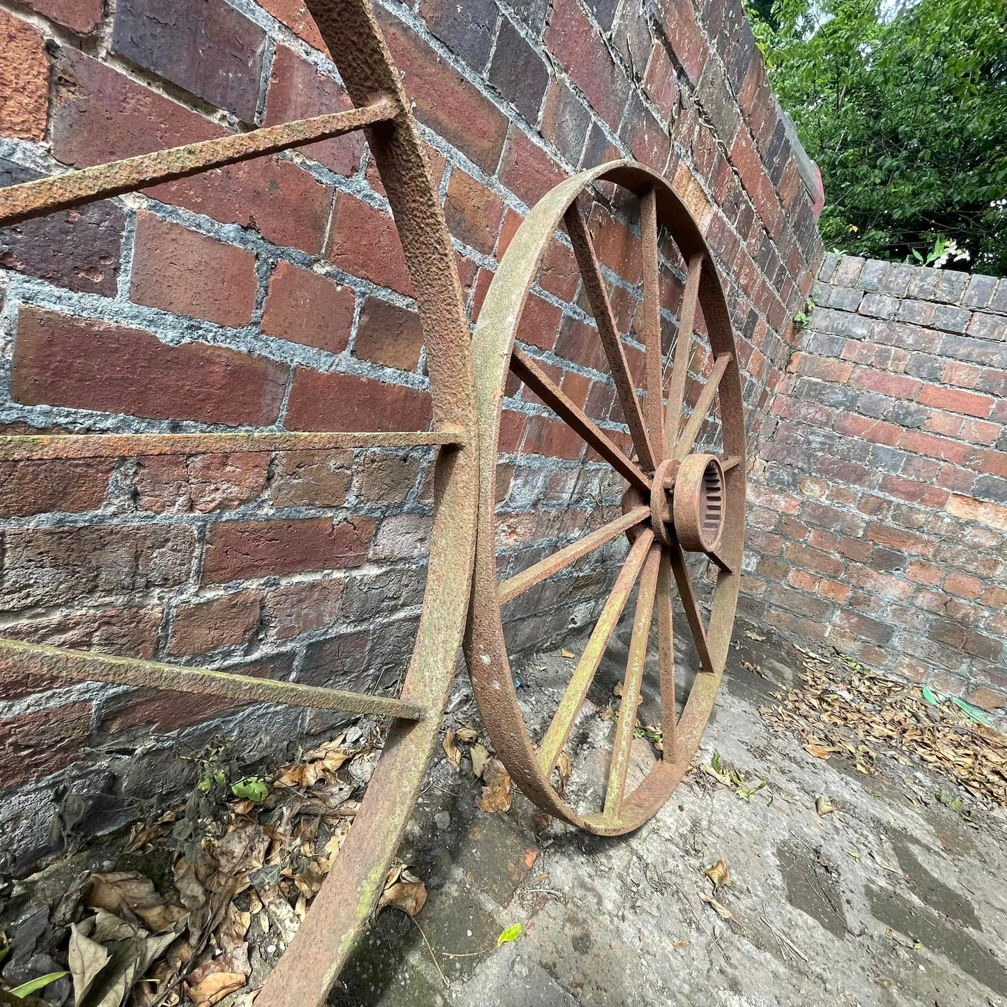 Antique Large Heavy Iron Cart Wheel