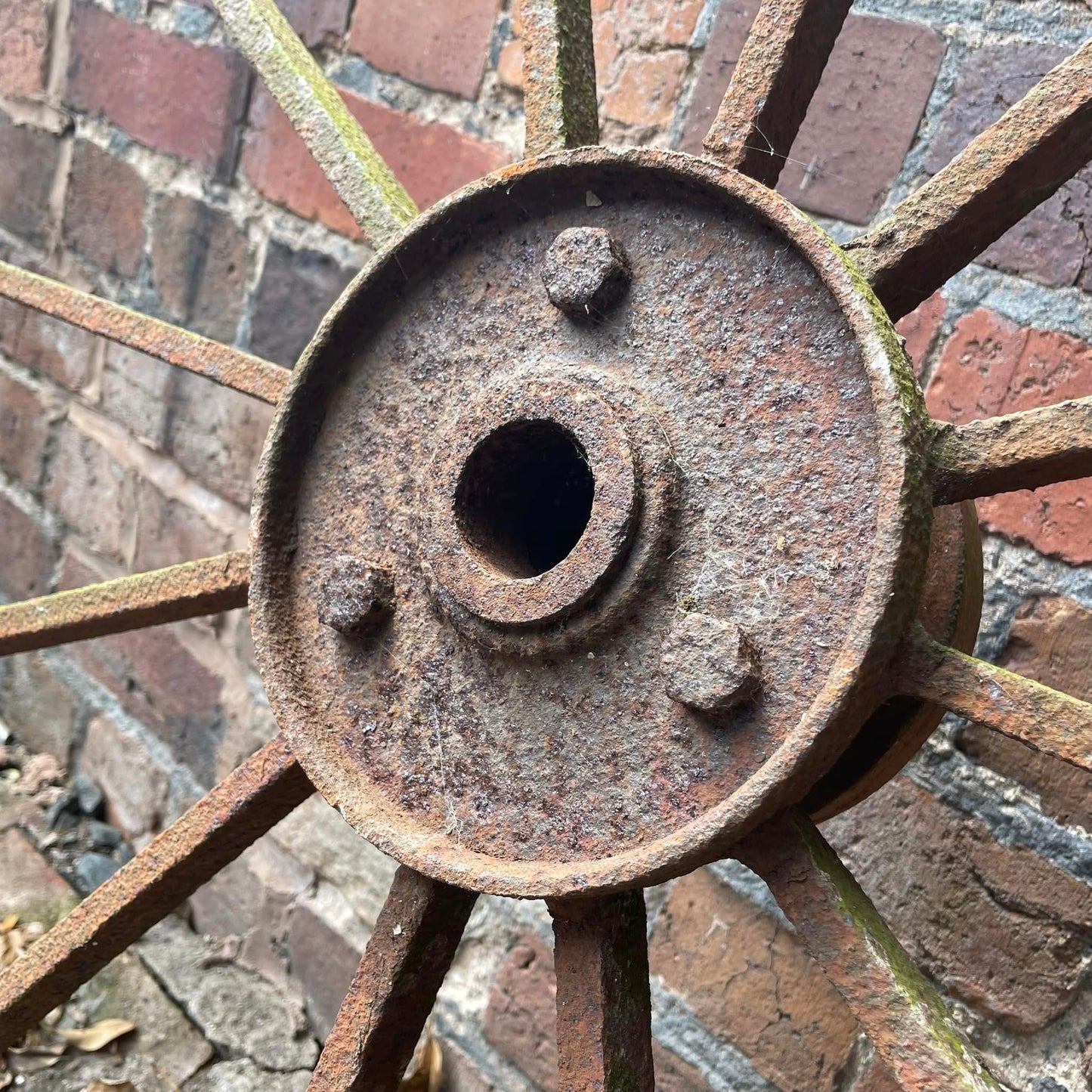 Antique Large Heavy Iron Cart Wheel