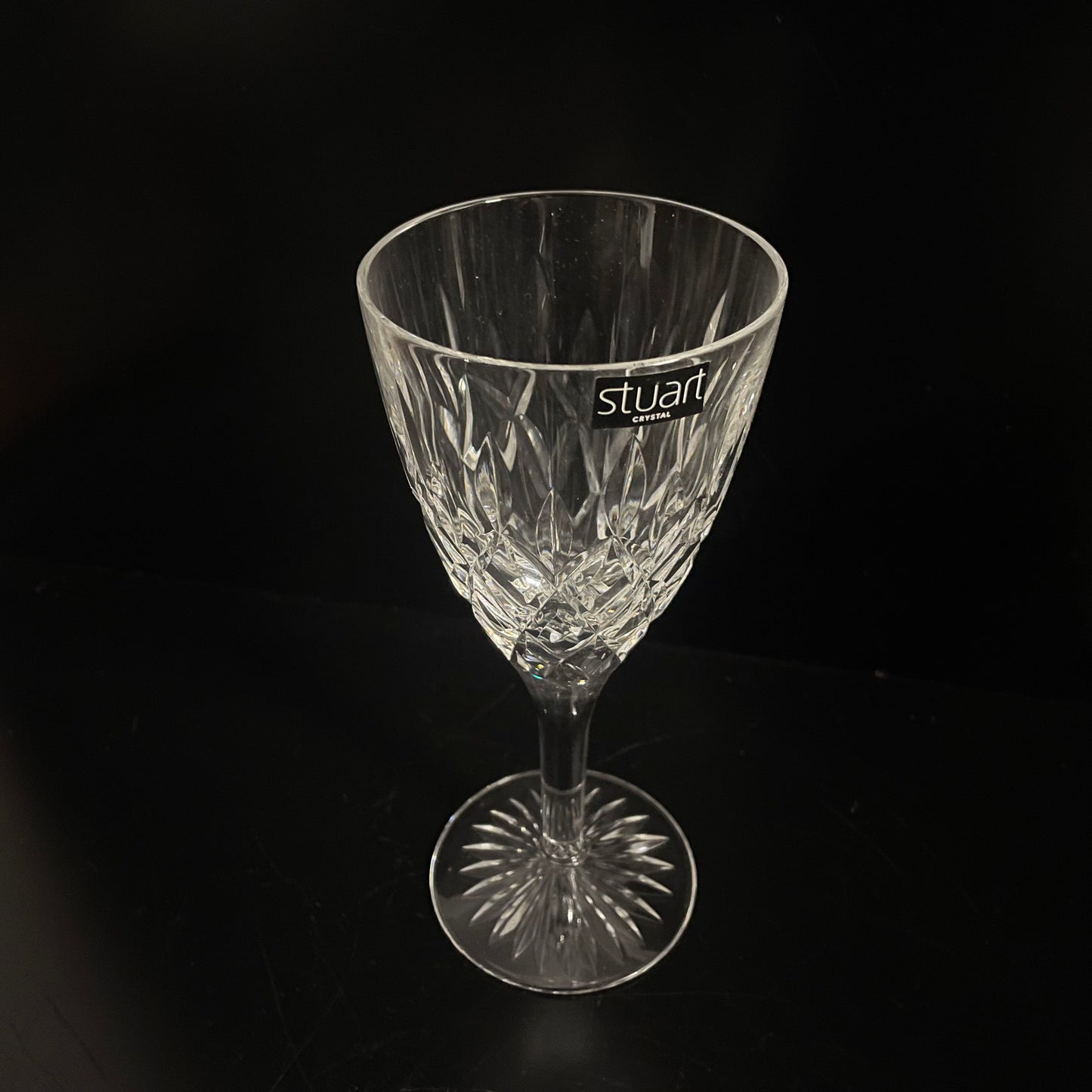 Vintage Stuart Crystal Cut Glass Pair Of Wine Glasses Boxed