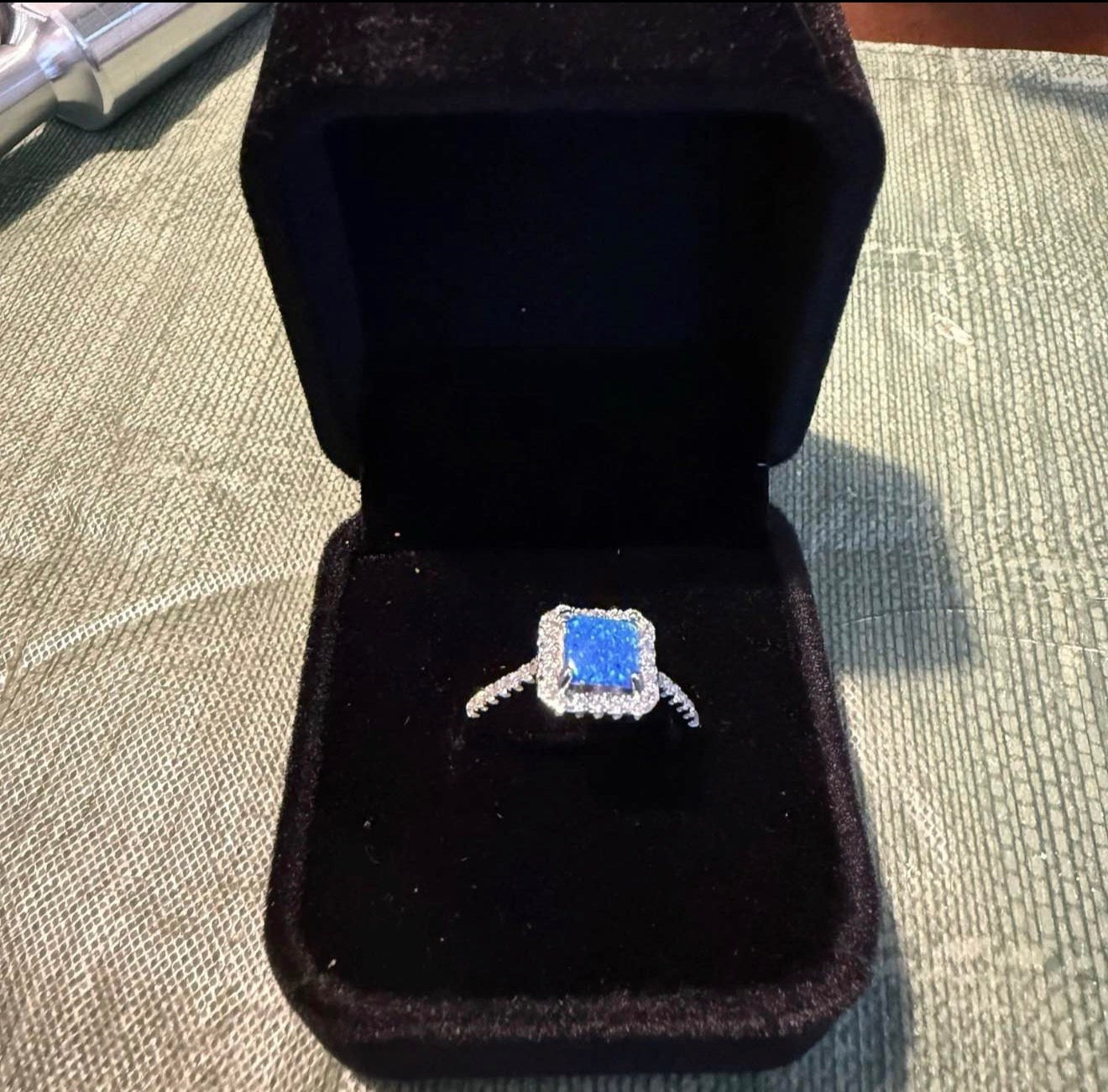 925 Silver Blue Opal Ring co92