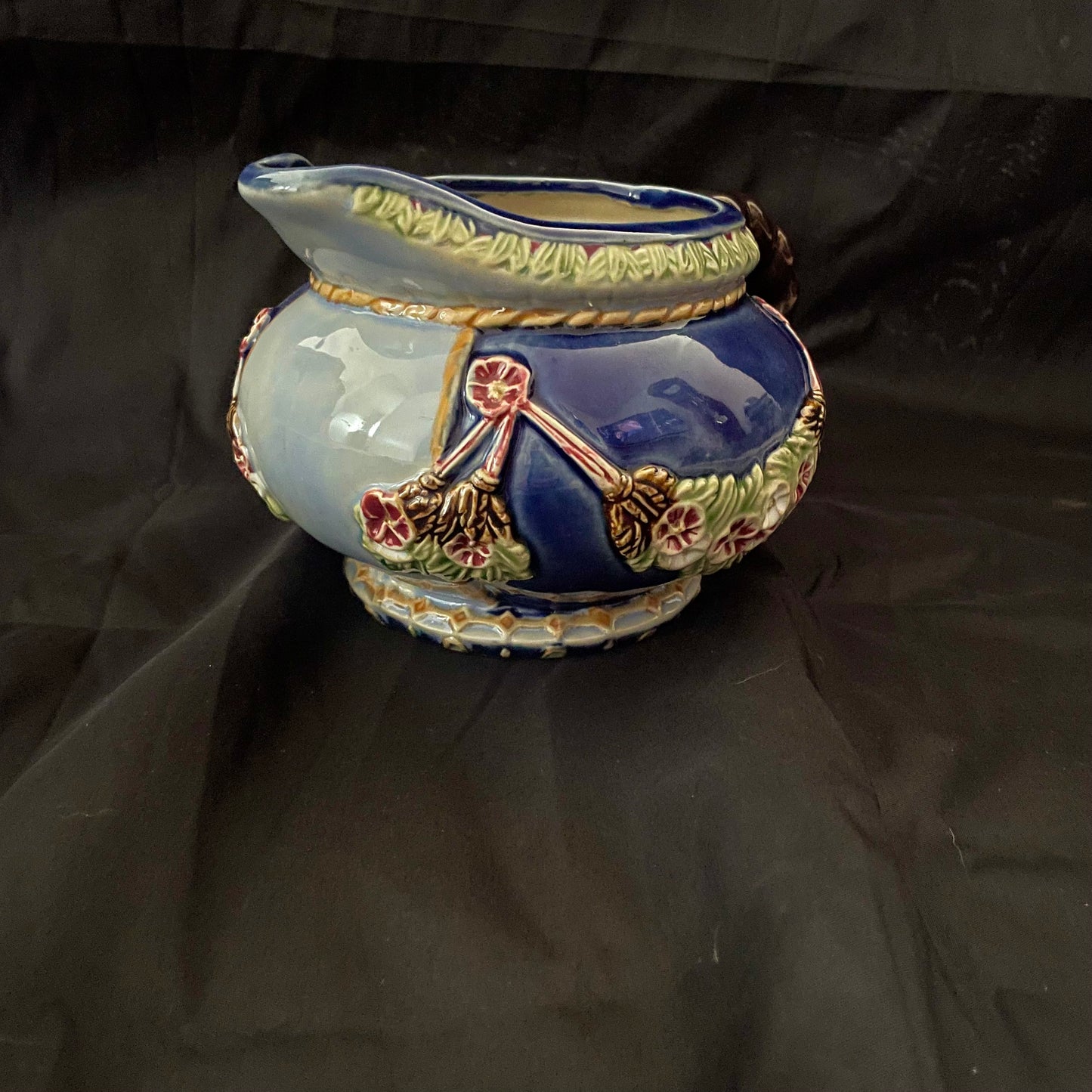 Vintage Majolica Pottery Wanjiang Majolica Chinz Pitcher Jug
