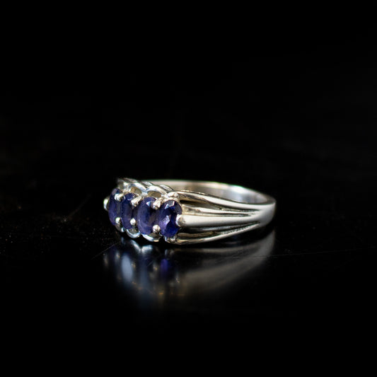 925 Silver Purple Stone Set Ring Size Q