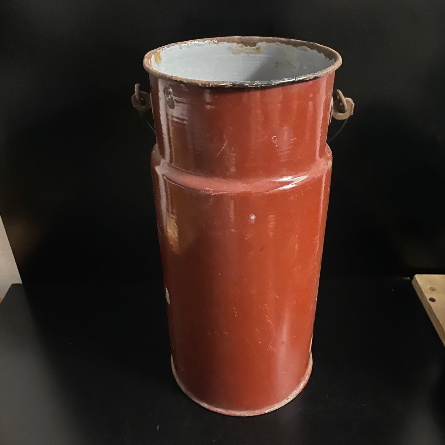 Vintage 1950s Mid Century Red Enamel Churn