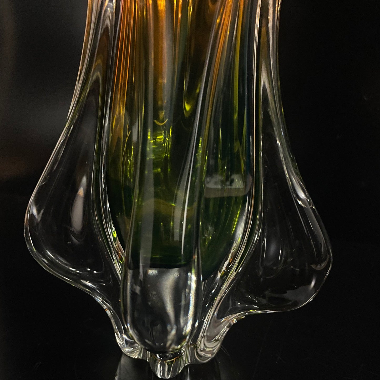 Vintage Mid Century Murano Amber Glass Vase