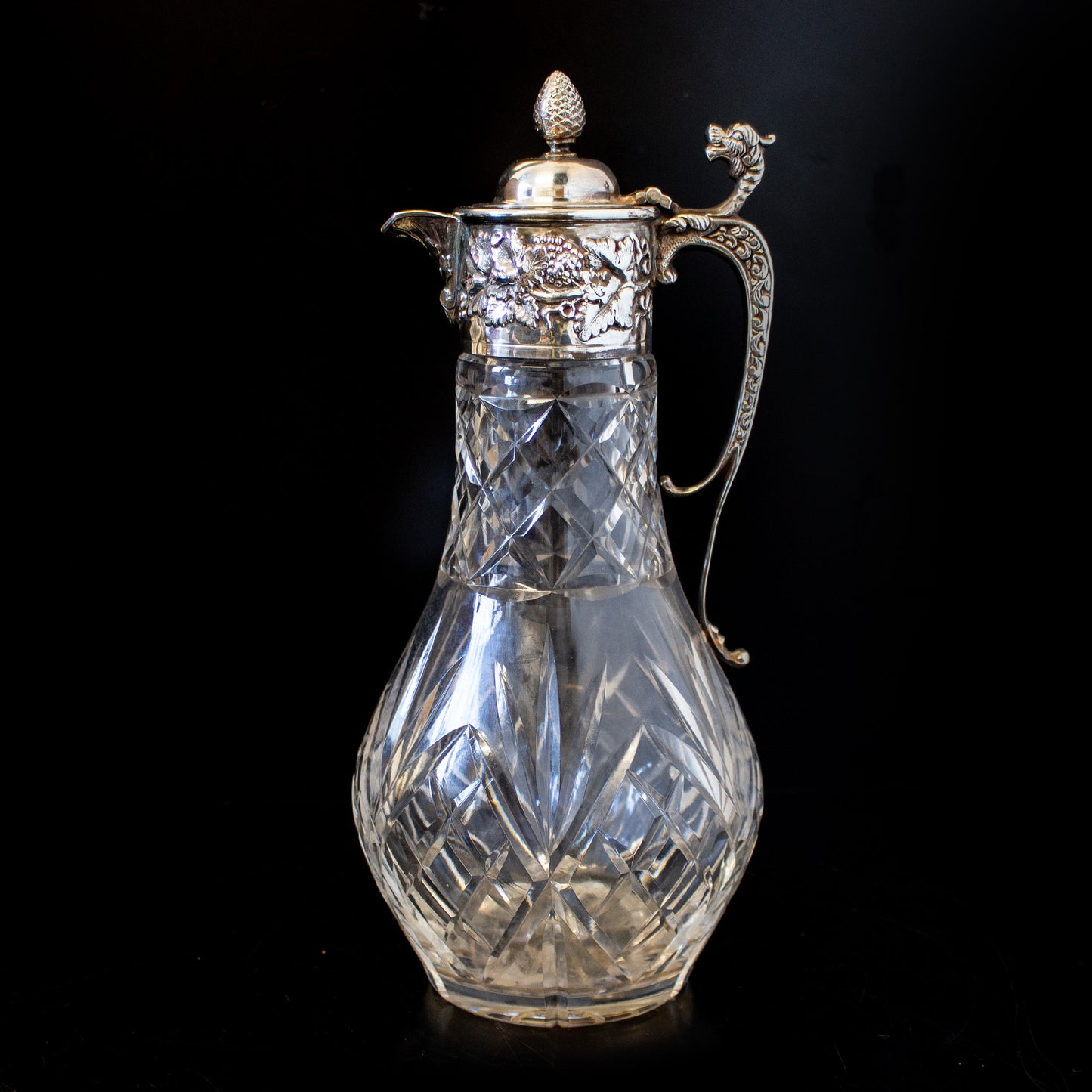 Antique Vintage Mappin & Webb Silver Plate Cut Glass Claret Jug