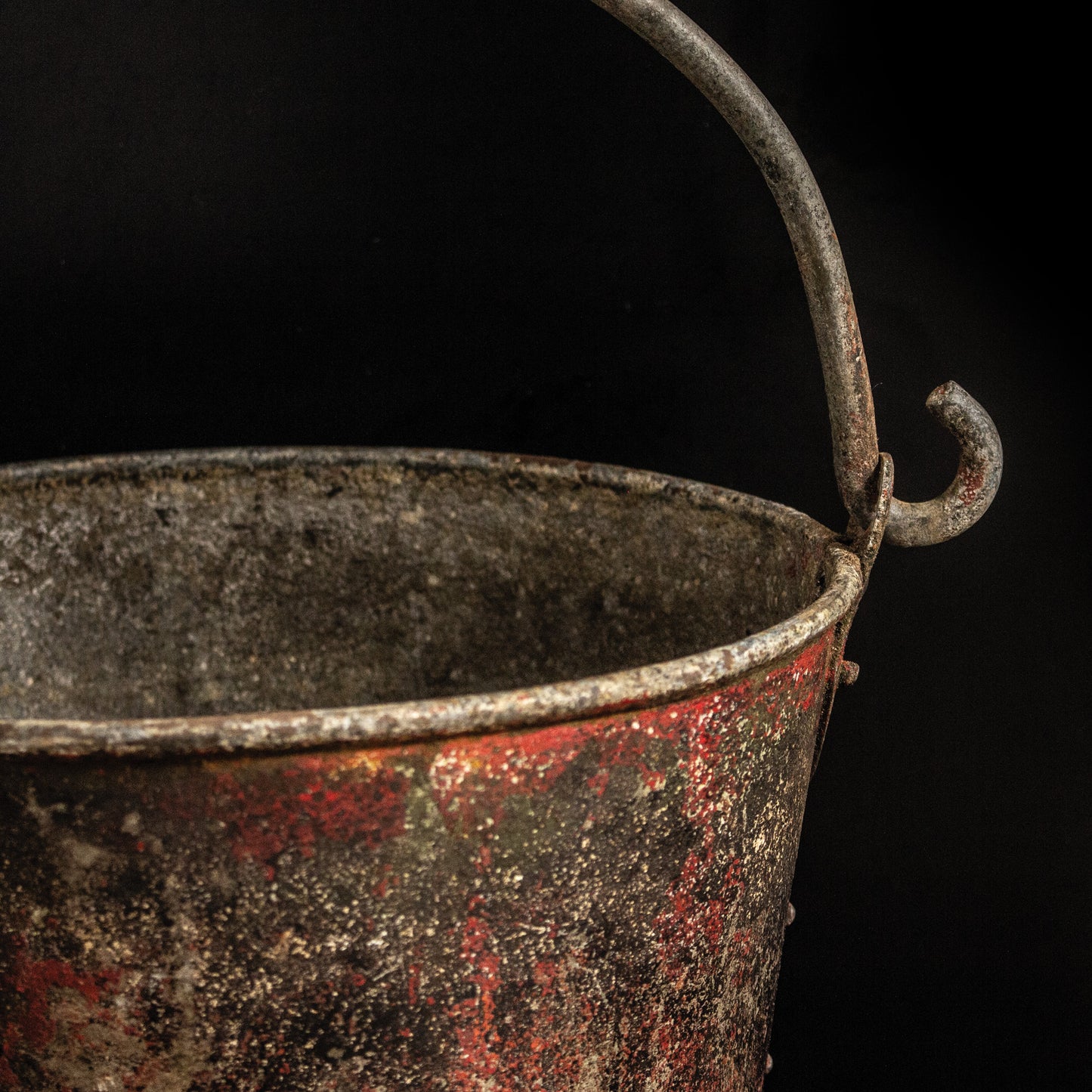 Antique Galvanised Riveted Original Painted Fire Bucket