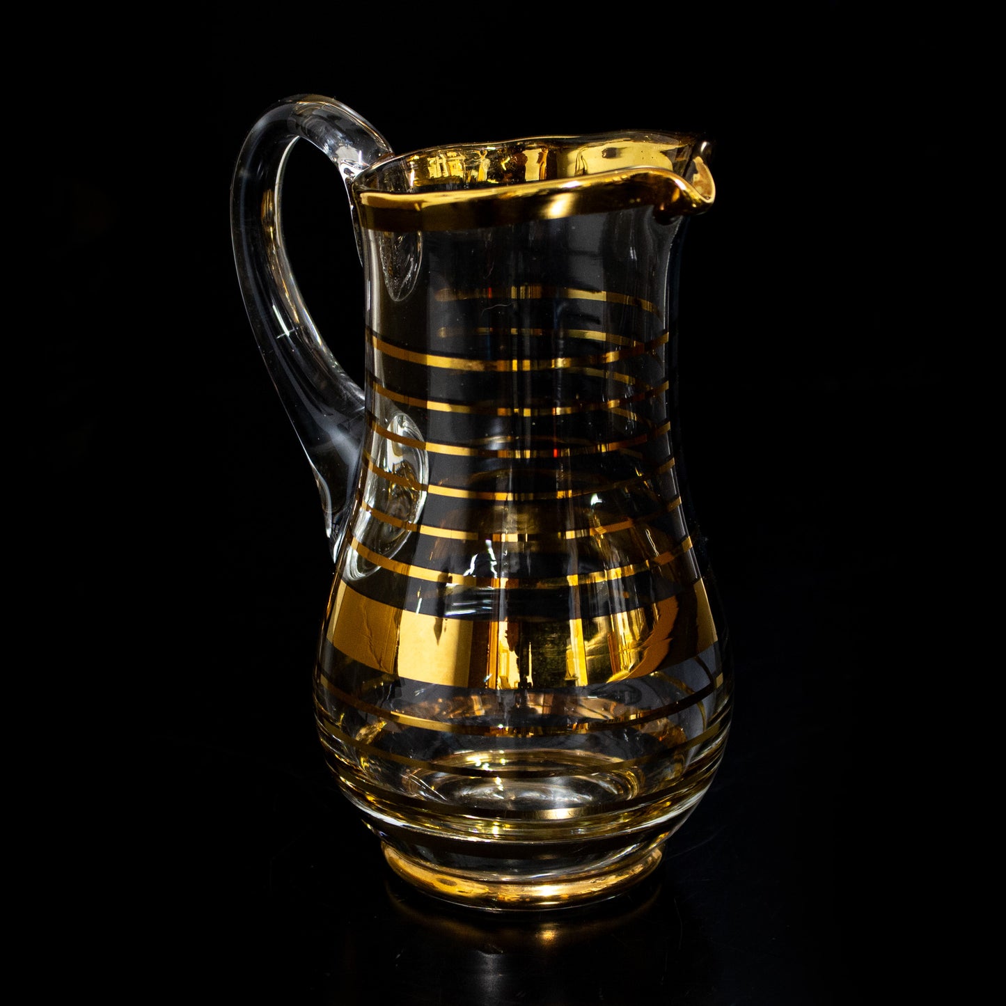 Vintage 1970s Gold Detail Glass Cream Jug & Sugar Bowl