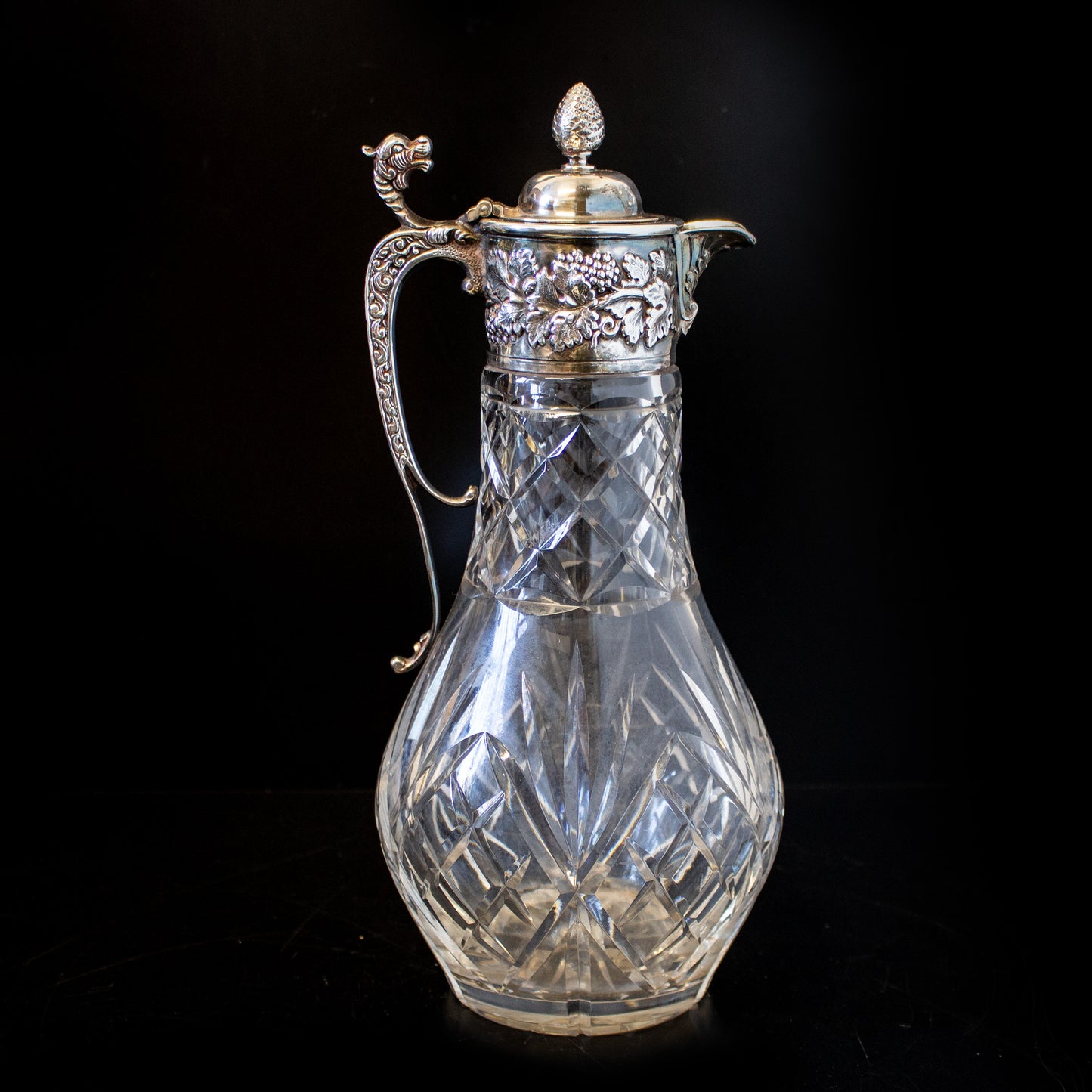 Antique Vintage Mappin & Webb Silver Plate Cut Glass Claret Jug