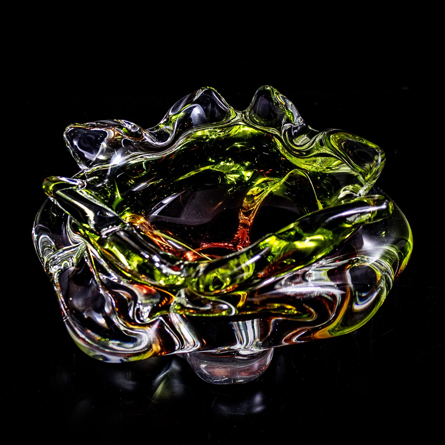 Vintage Mid Century Czech Chribska Glass Bowl Art By Josef Hospodka Sommerso