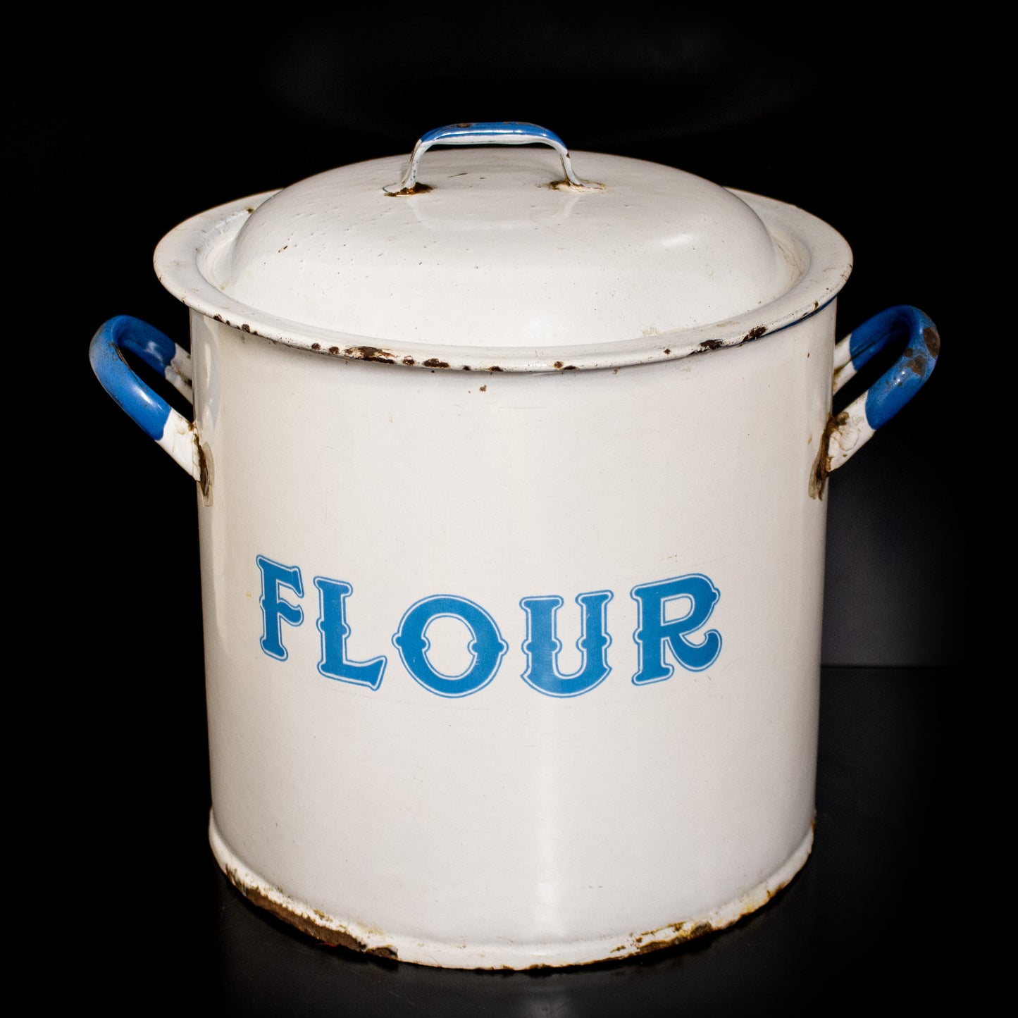 Vintage Enamel Flour Bin Container Storage Box