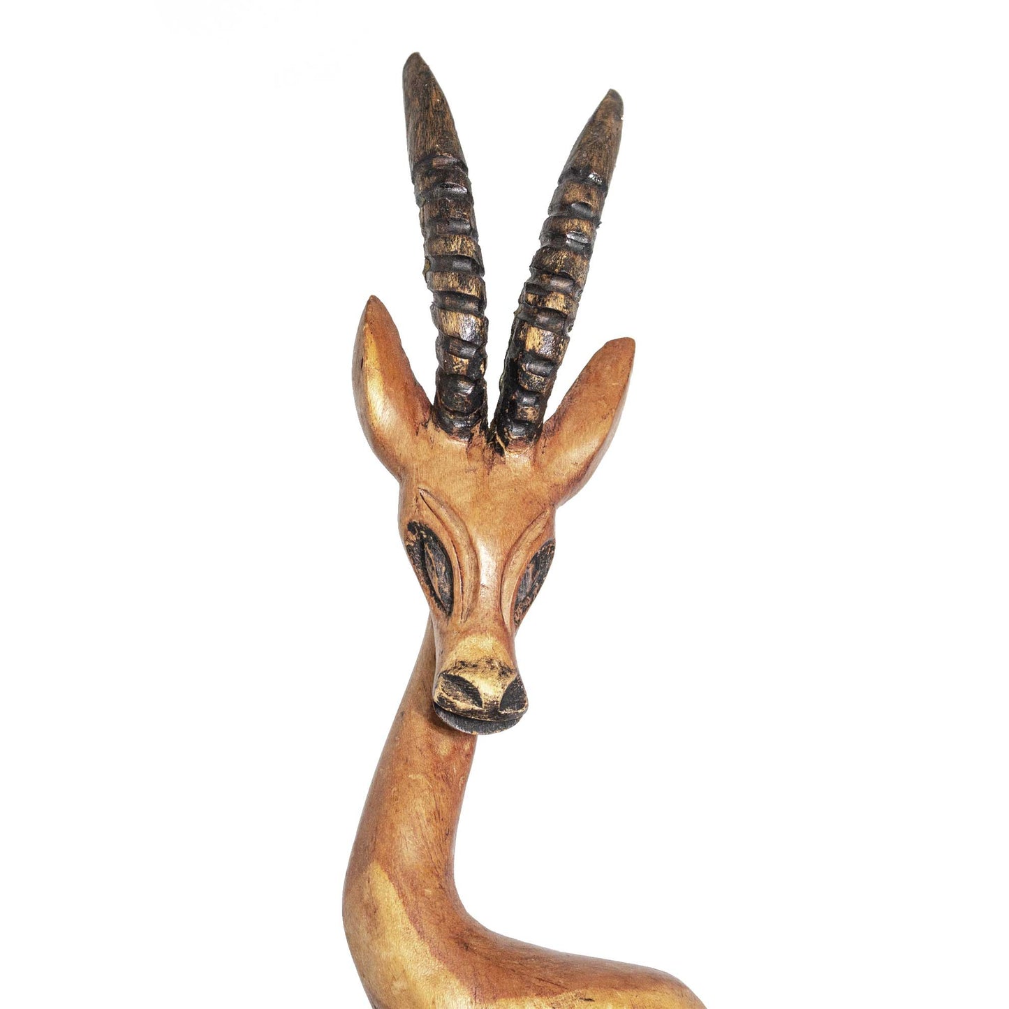 Vintage Hand Carved Wooden Antelope Animal Ornament